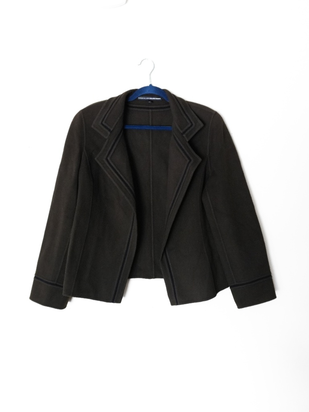 Linda Allard Ellen Tracy Olive Green Wool Coat Work Office Professional
